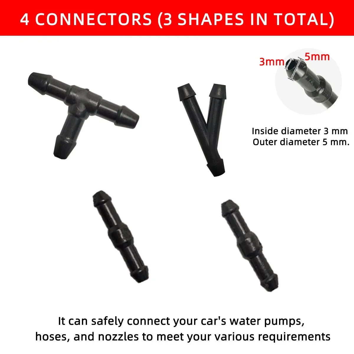 Universal Car Windshield Washer Hose and Connector Repair Kit