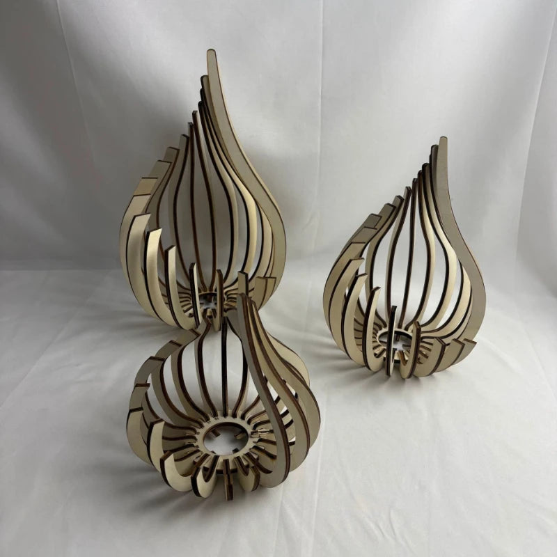 Wooden Flame-Shaped Decorative Candle Holder