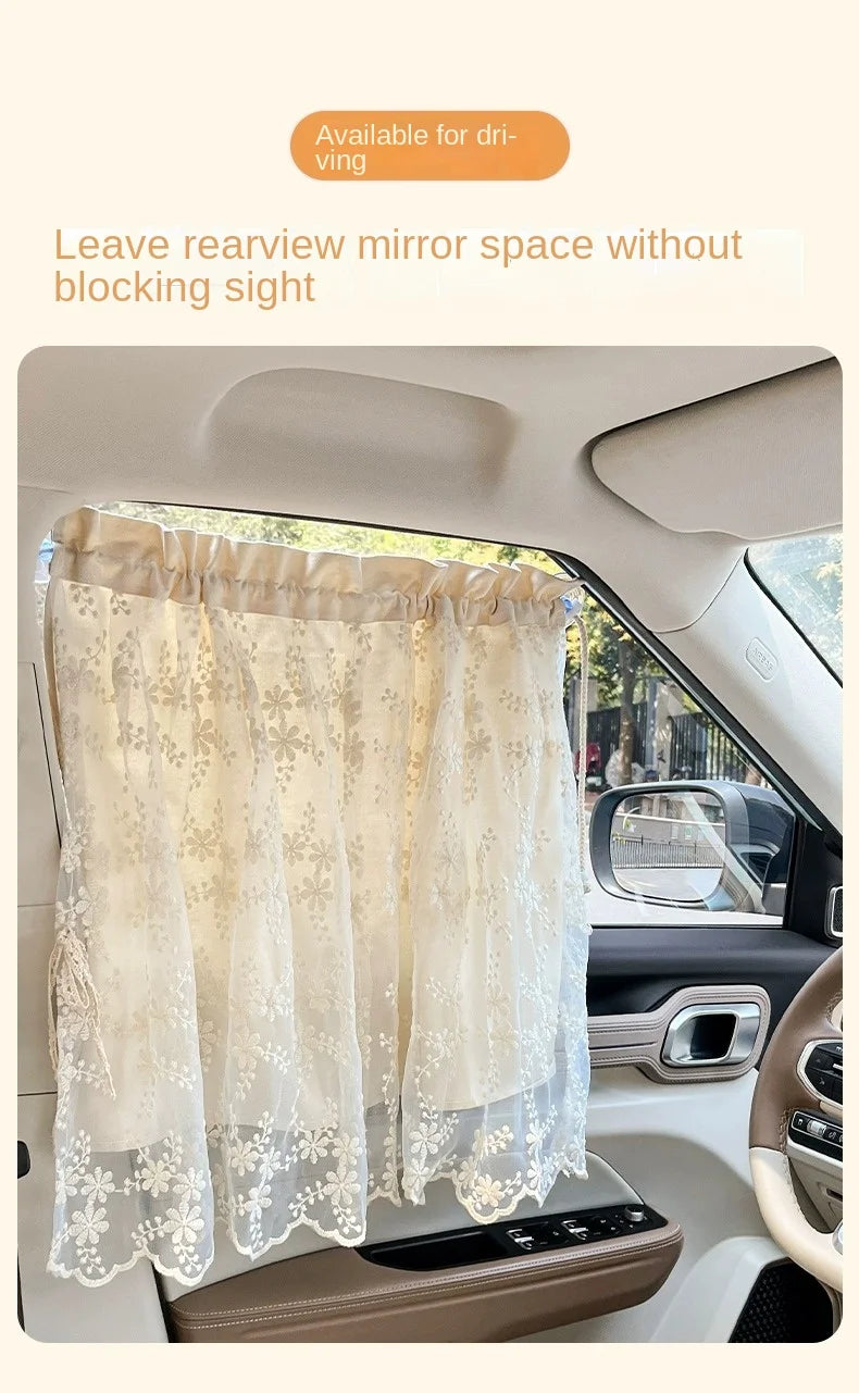 Floral Print Retractable Car Window Sunshade - 9