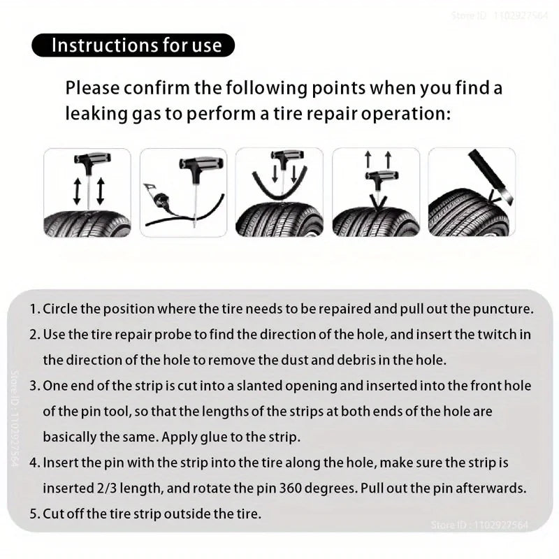 Emergency Tubeless Tire Puncture Repair Kit - 14