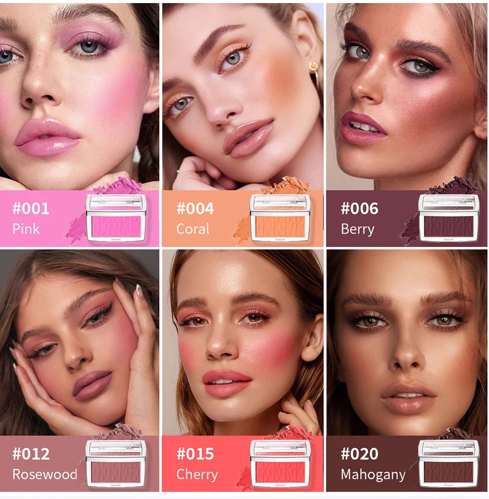 Matte Embossed Blush Palette with Professional Brush
