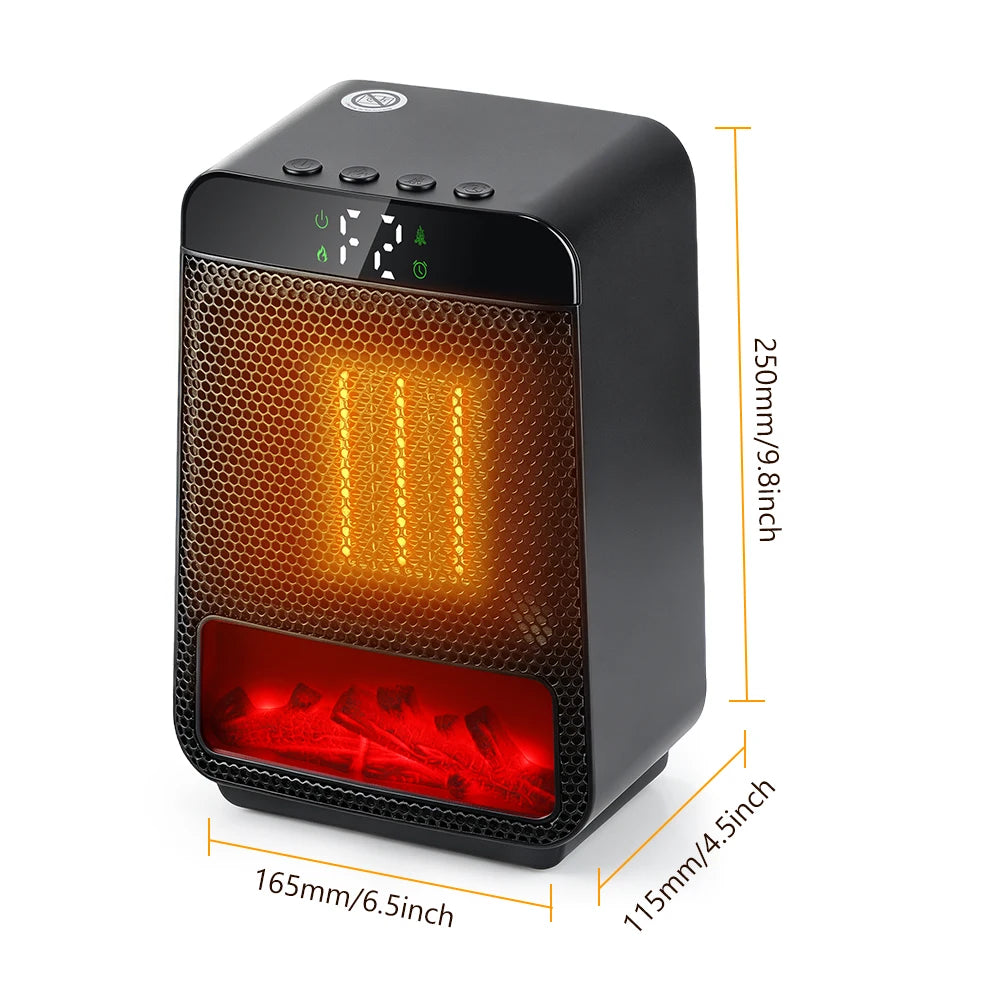 Portable Electric Space Heater with Ambient Flame Light
