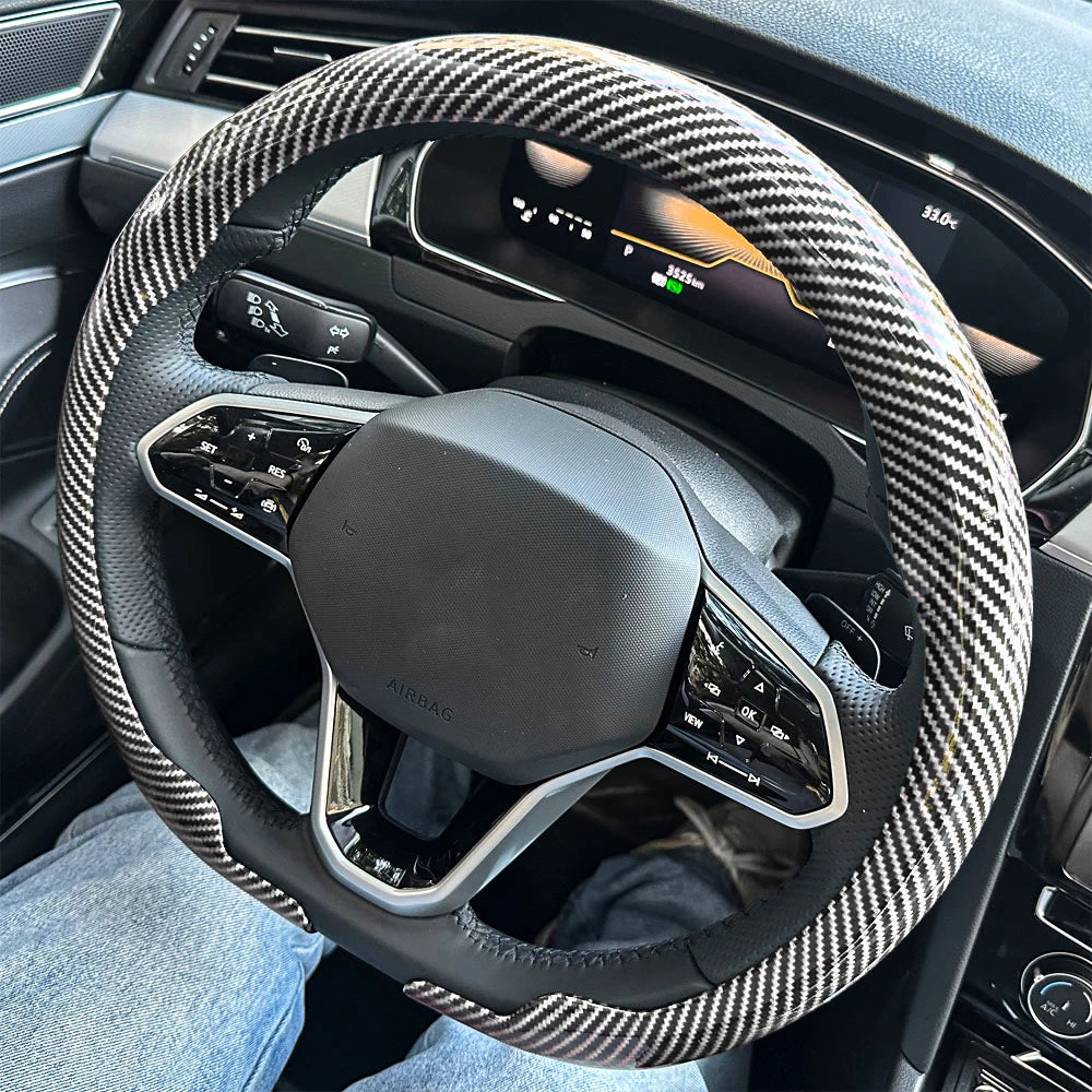 Universal Carbon Fiber Steering Wheel Cover for All Seasons