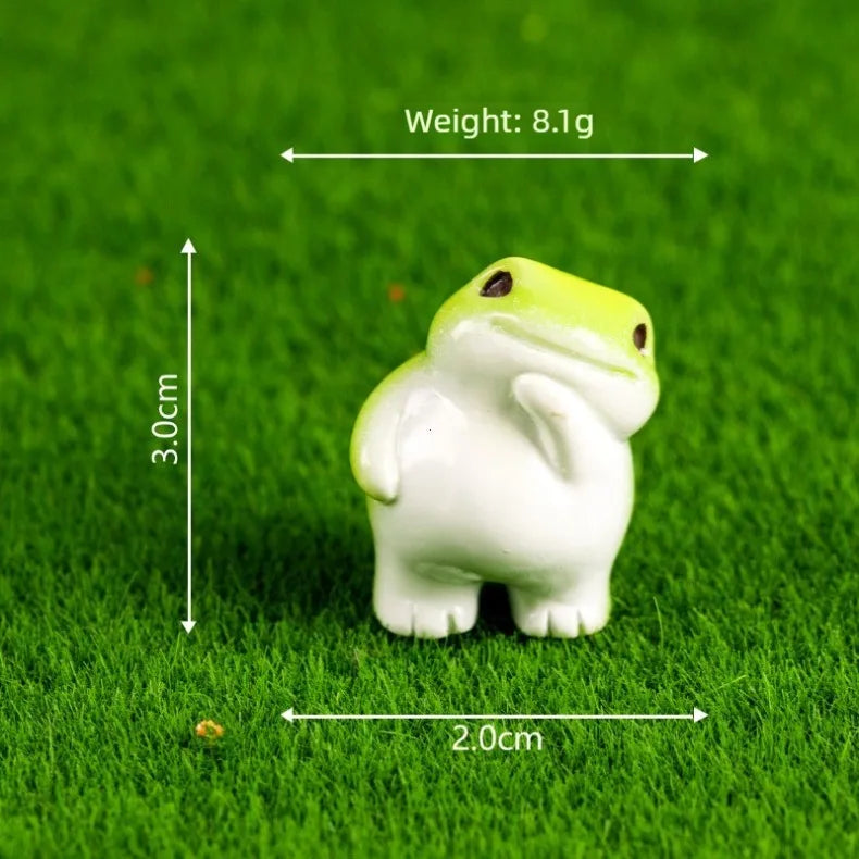 6-Piece Cute Miniature Resin Frog Figurine Set for Home Decor