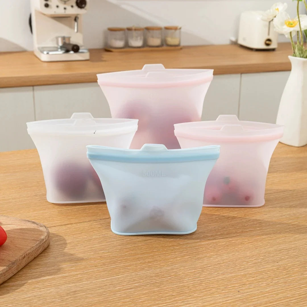 Reusable Silicone Food Storage Bags for Kitchen Organization - 3