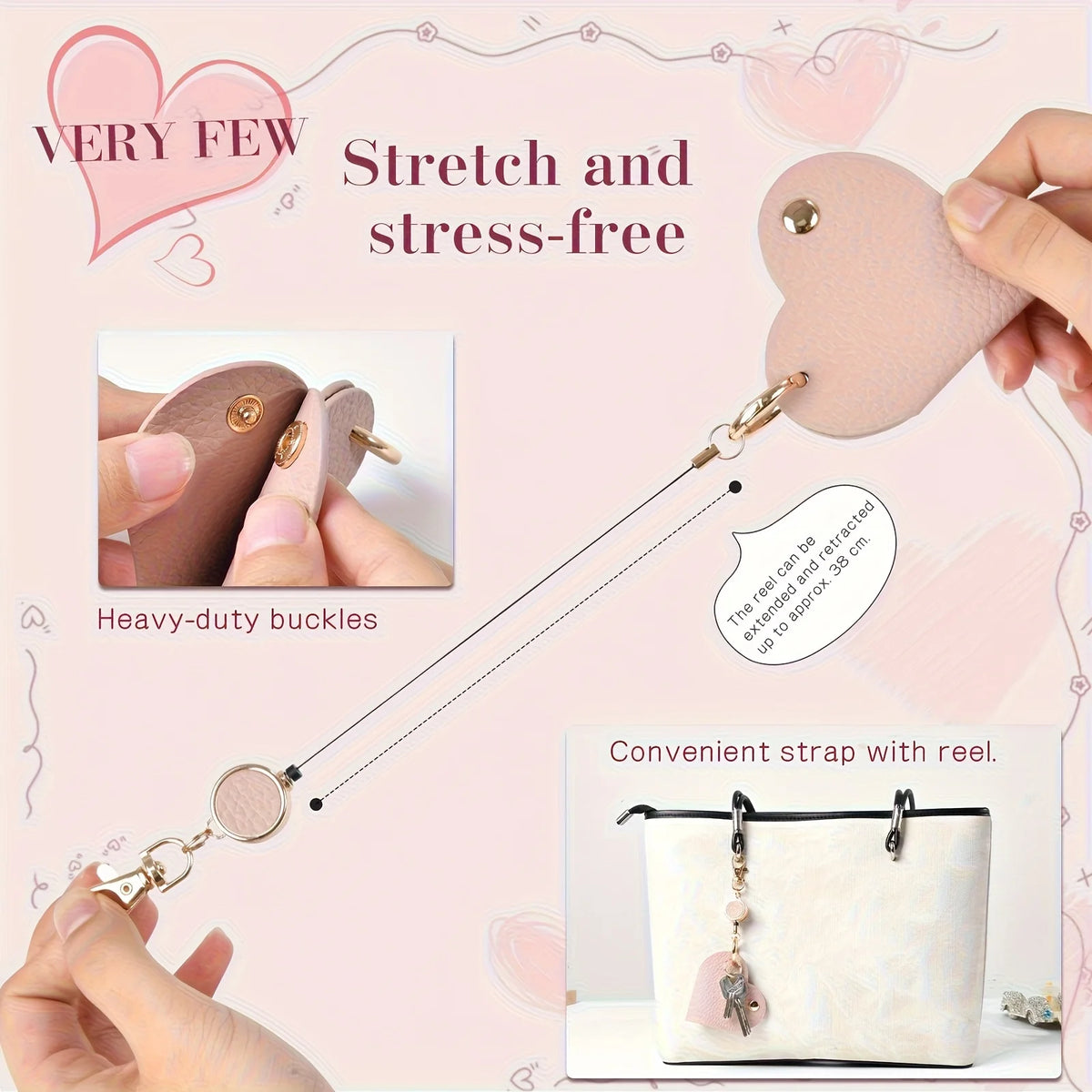 Heart-Shaped Retractable Keychain Wallet