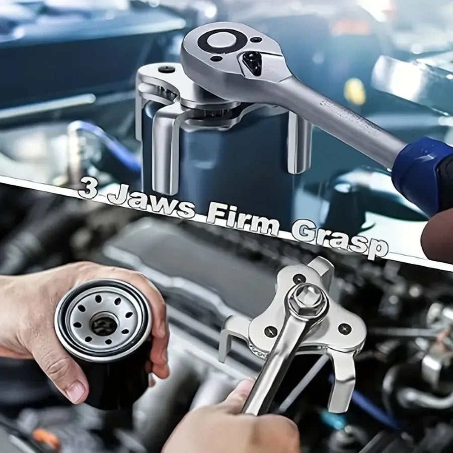 Universal 3-Jaw Adjustable Oil Filter Removal Wrench Tool - 2